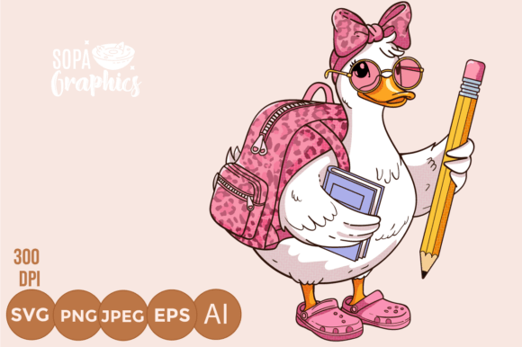 Download Back to School Stylish Cartoon Duck Png - Cartoon Collection