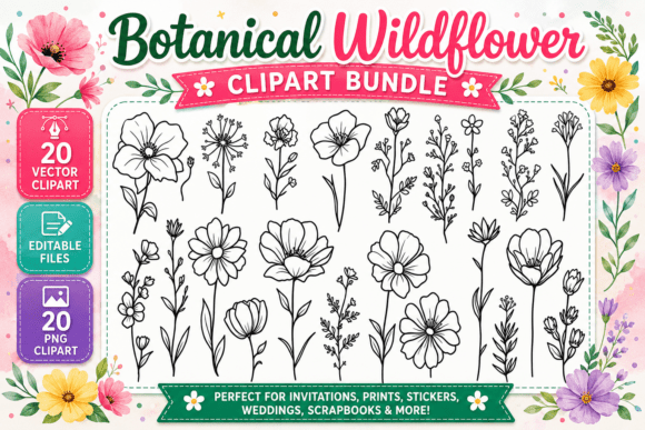 Download Botanical Wildflower Digital Clipart PNG - Digital clipart Collection