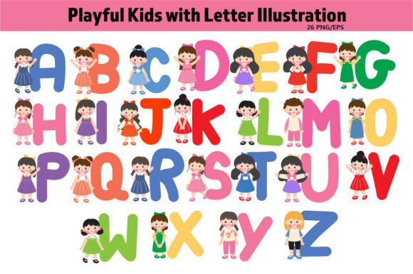 Download Playful Kids with Letter a-Z - Premium Resources